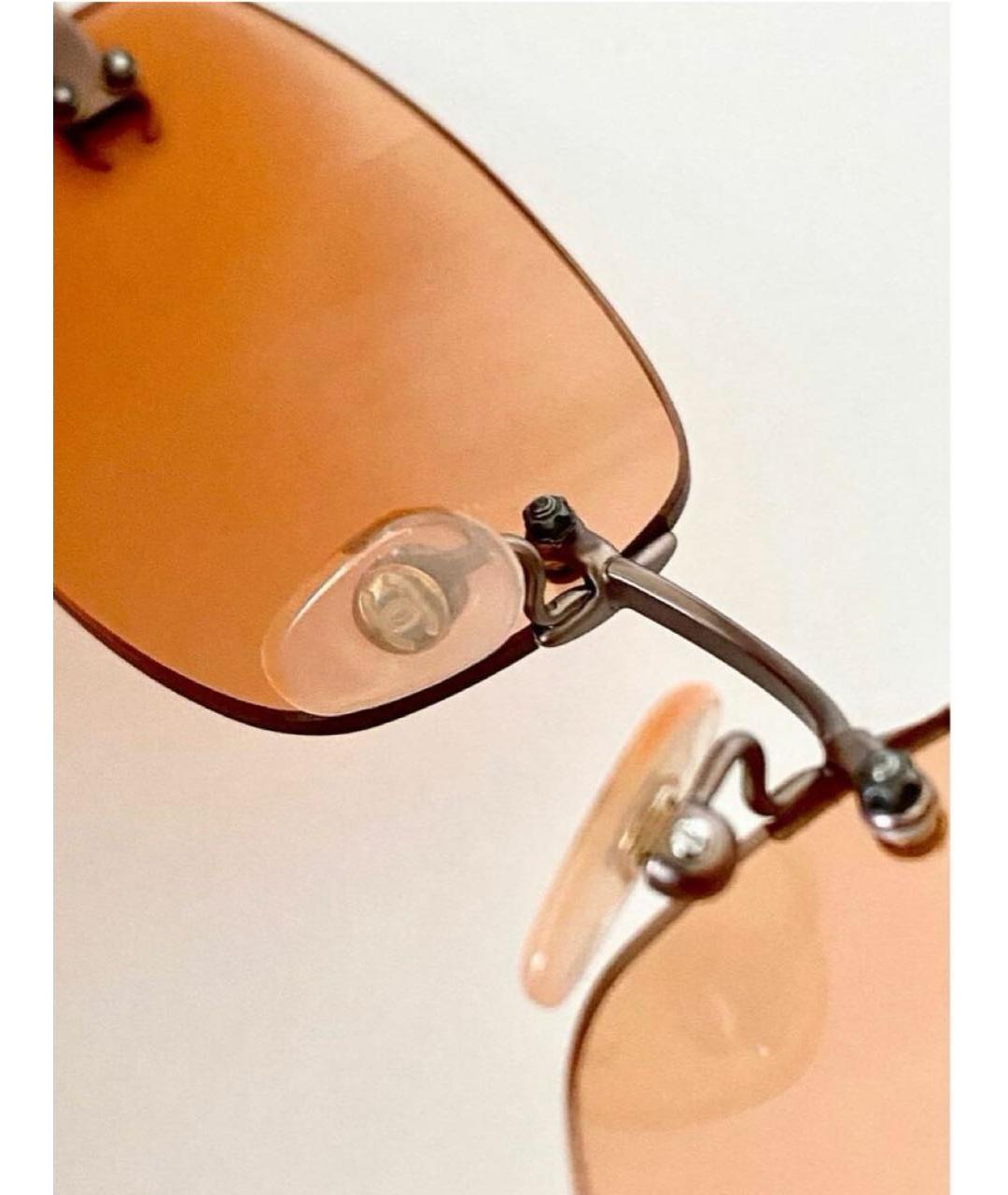 CHANEL Коричневые металлические солнцезащитные очки, фото 3