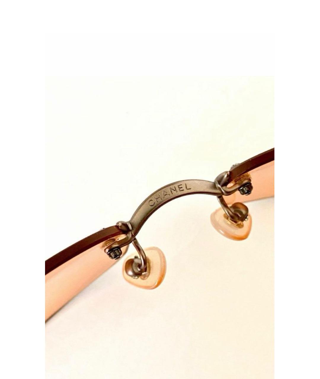 CHANEL Коричневые металлические солнцезащитные очки, фото 4