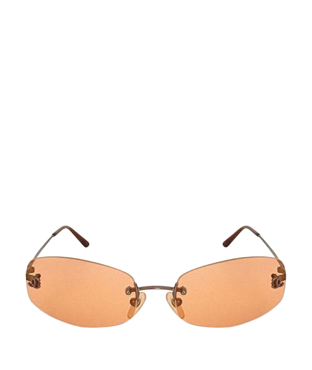 CHANEL Коричневые металлические солнцезащитные очки, фото 1
