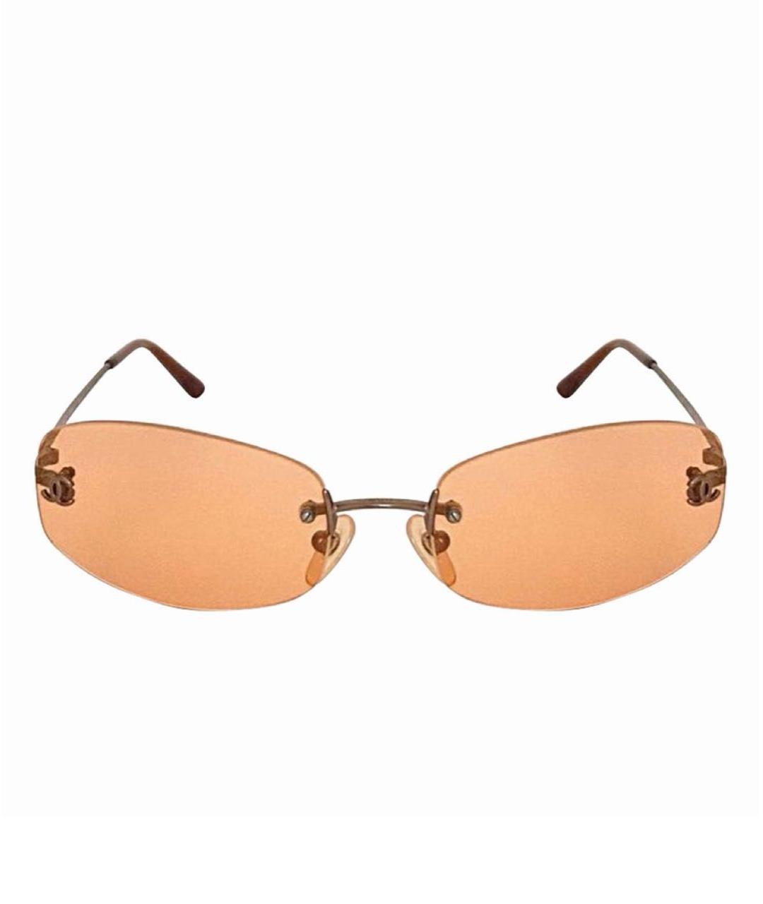 CHANEL Коричневые металлические солнцезащитные очки, фото 7