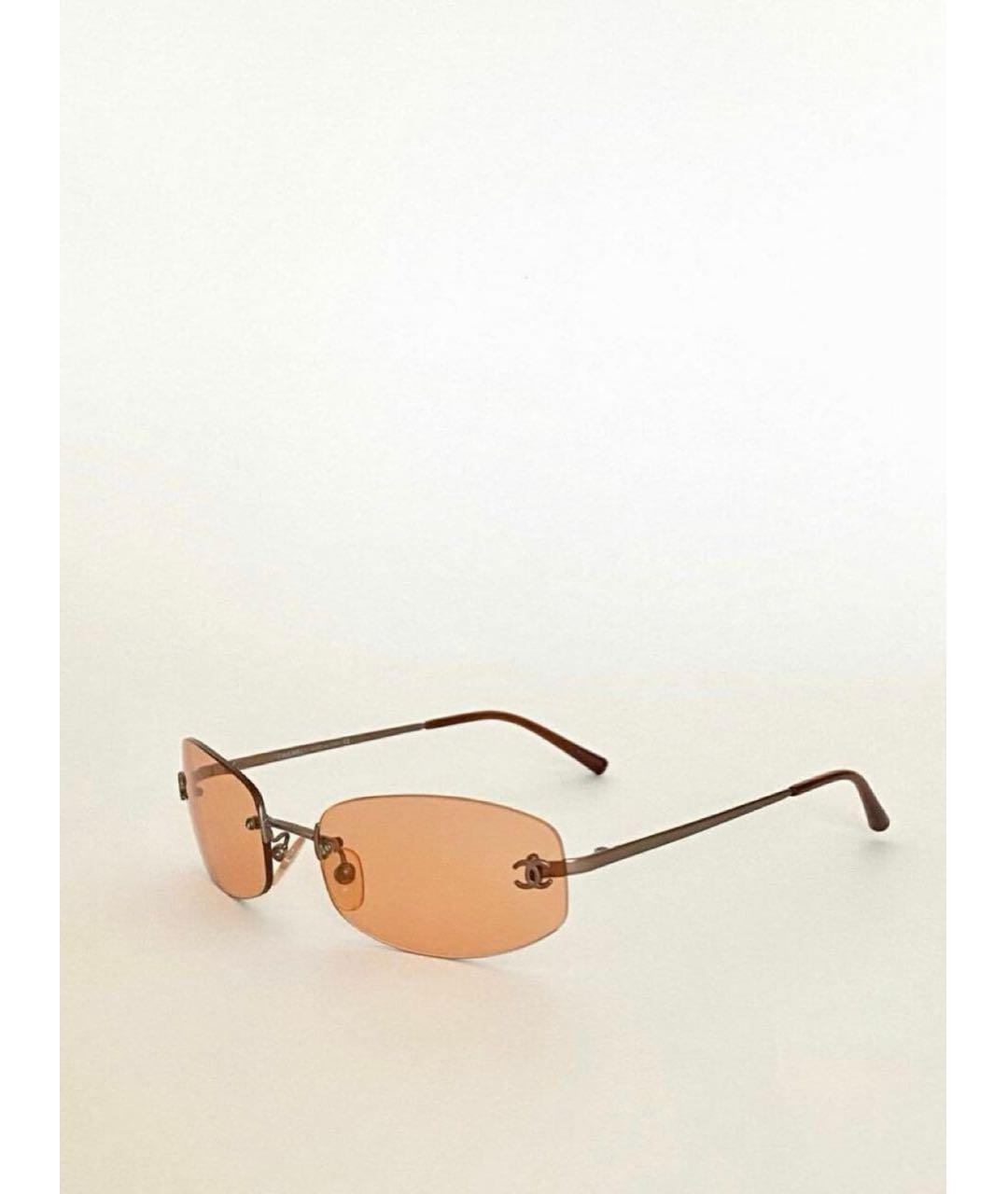 CHANEL Коричневые металлические солнцезащитные очки, фото 2