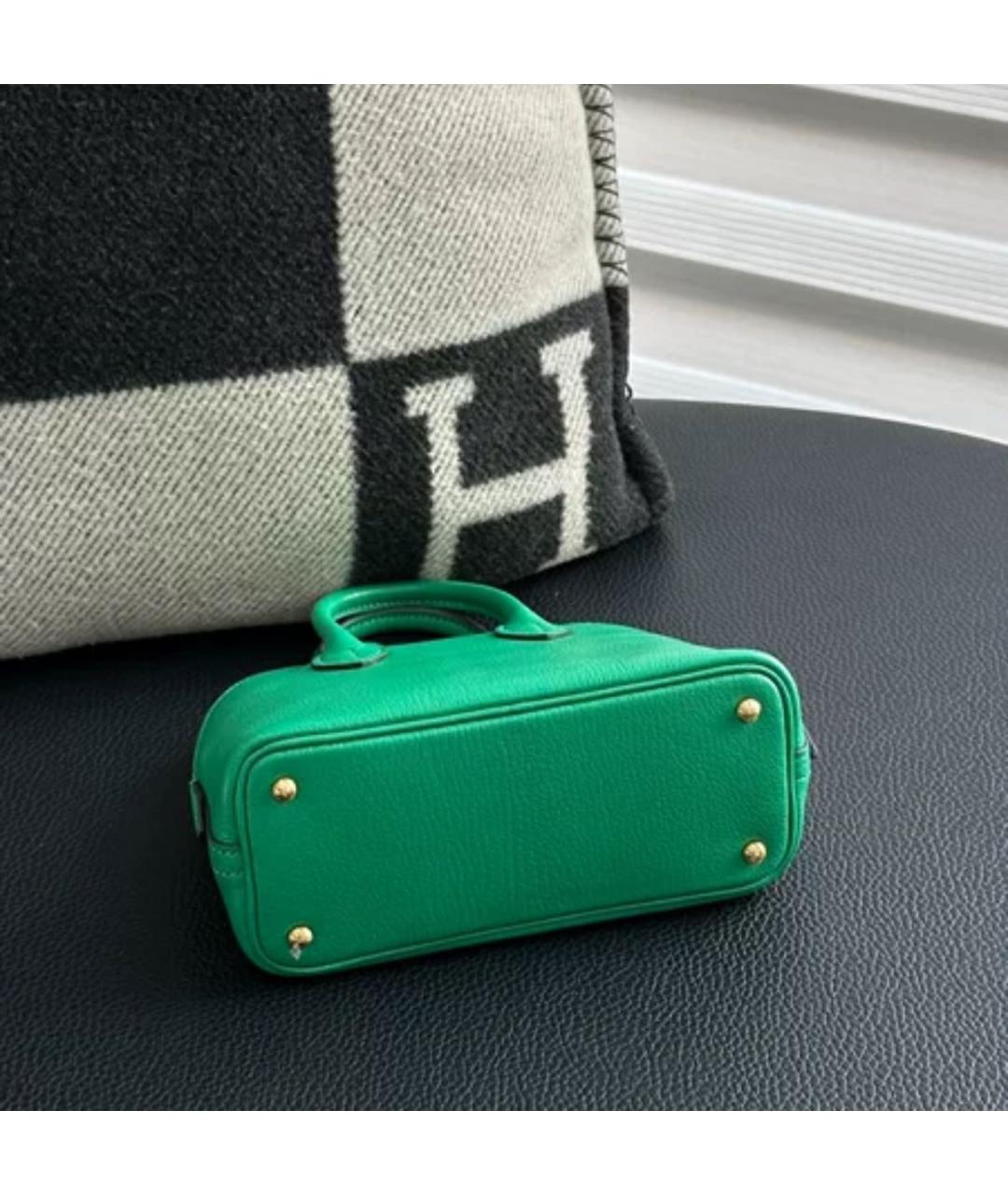 HERMES Зеленая кожаная сумка с короткими ручками, фото 3