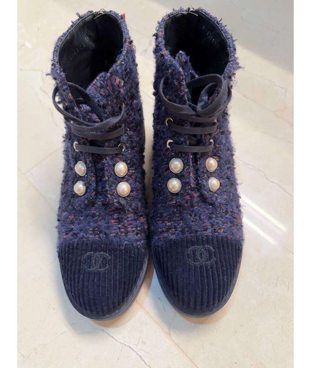 CHANEL Фиолетовые текстильные ботинки, фото 3