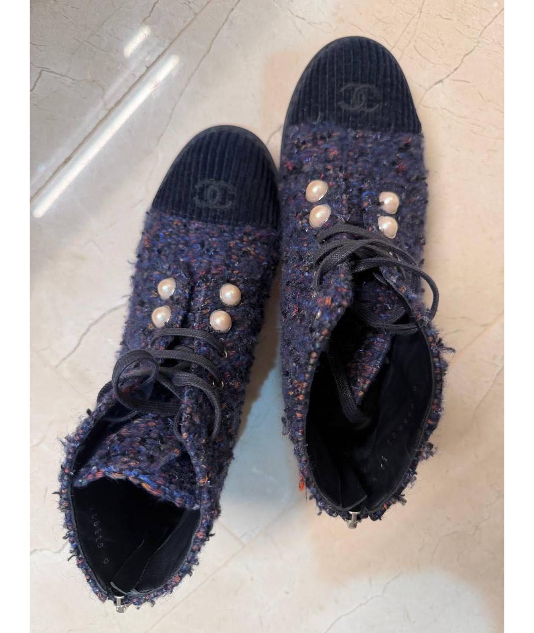 CHANEL Фиолетовые текстильные ботинки, фото 2