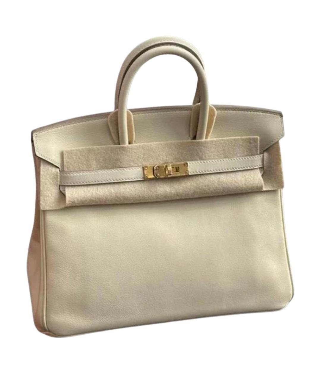 HERMES Бежевая кожаная сумка с короткими ручками, фото 1