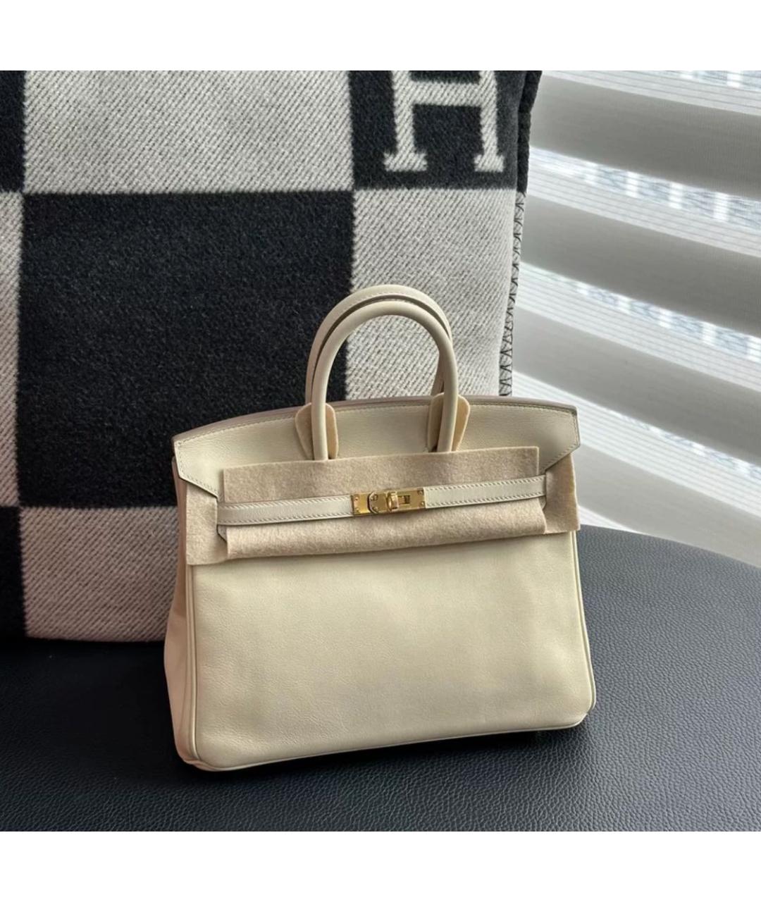 HERMES Бежевая кожаная сумка с короткими ручками, фото 7