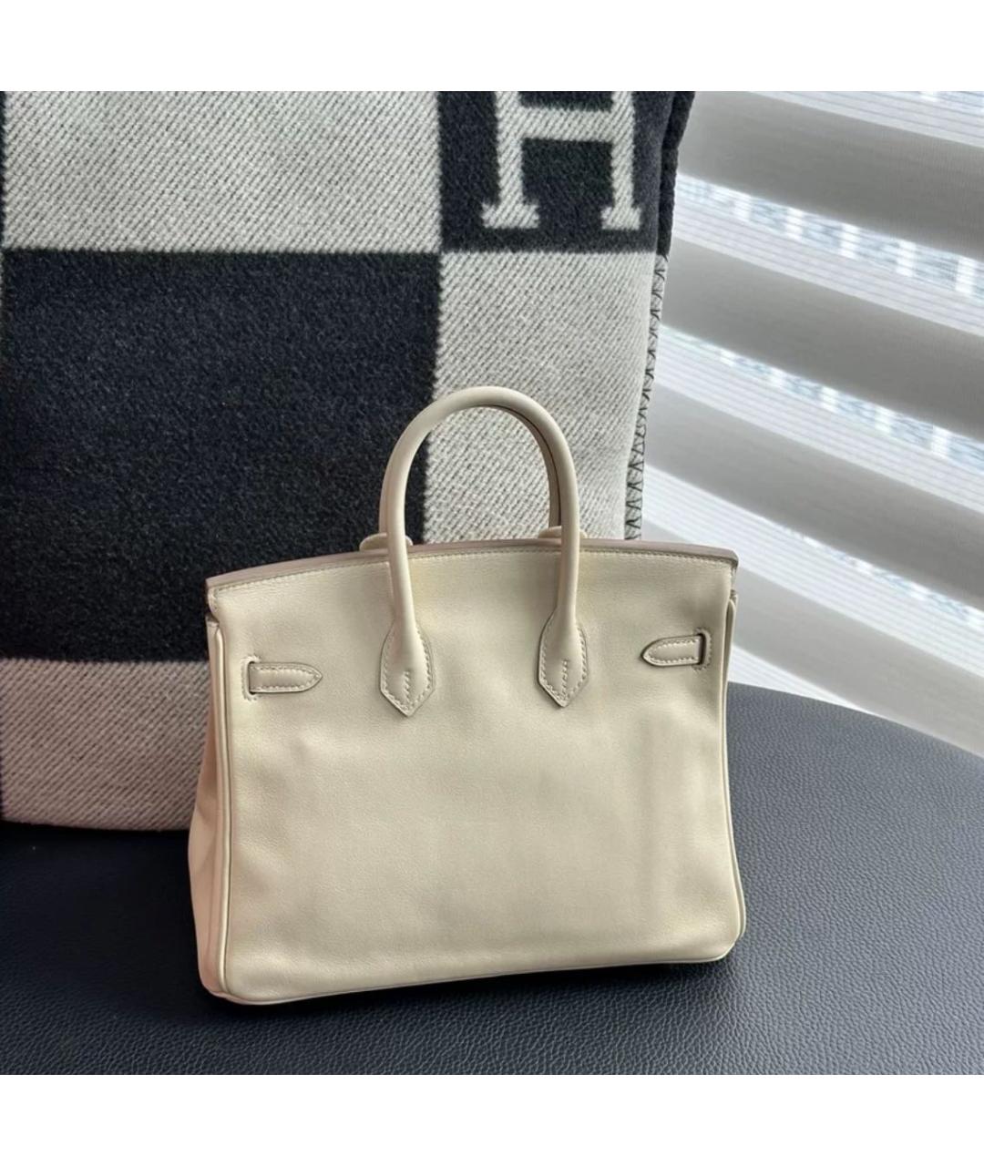 HERMES Бежевая кожаная сумка с короткими ручками, фото 2
