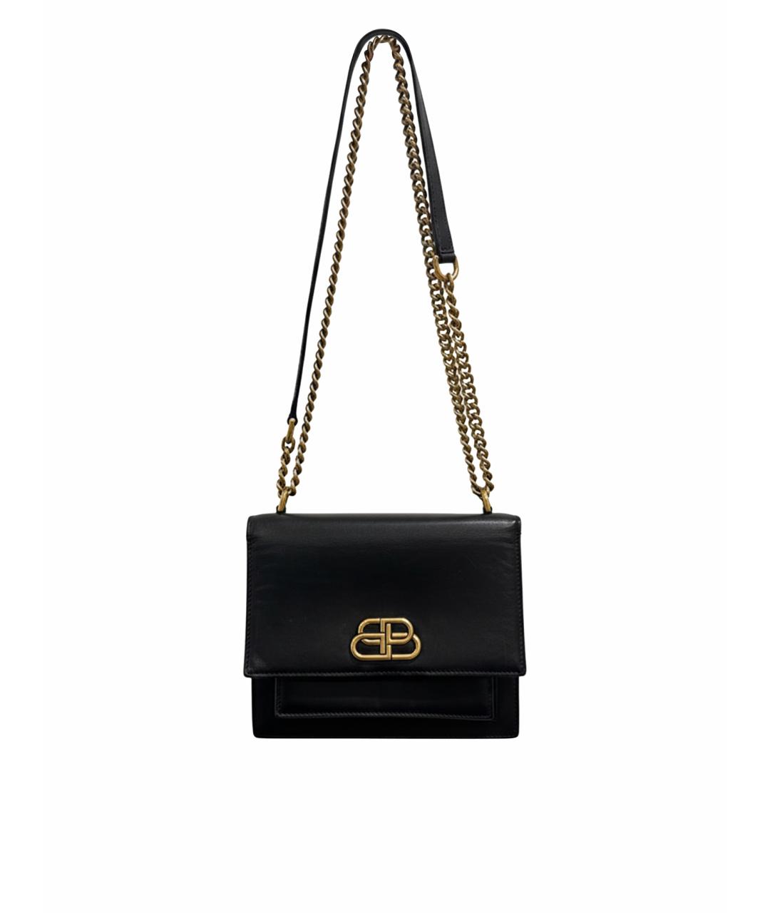 BALENCIAGA Черная кожаная сумка через плечо, фото 1