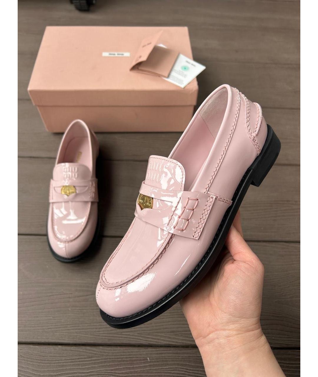 MIU MIU Розовые лоферы из лакированной кожи, фото 4