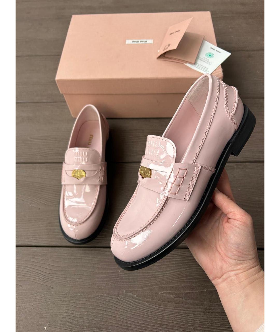 MIU MIU Розовые лоферы из лакированной кожи, фото 8