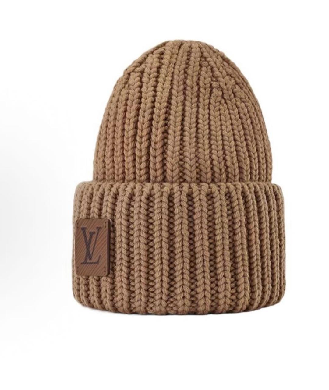 LOUIS VUITTON Коричневая шерстяная шапка, фото 1
