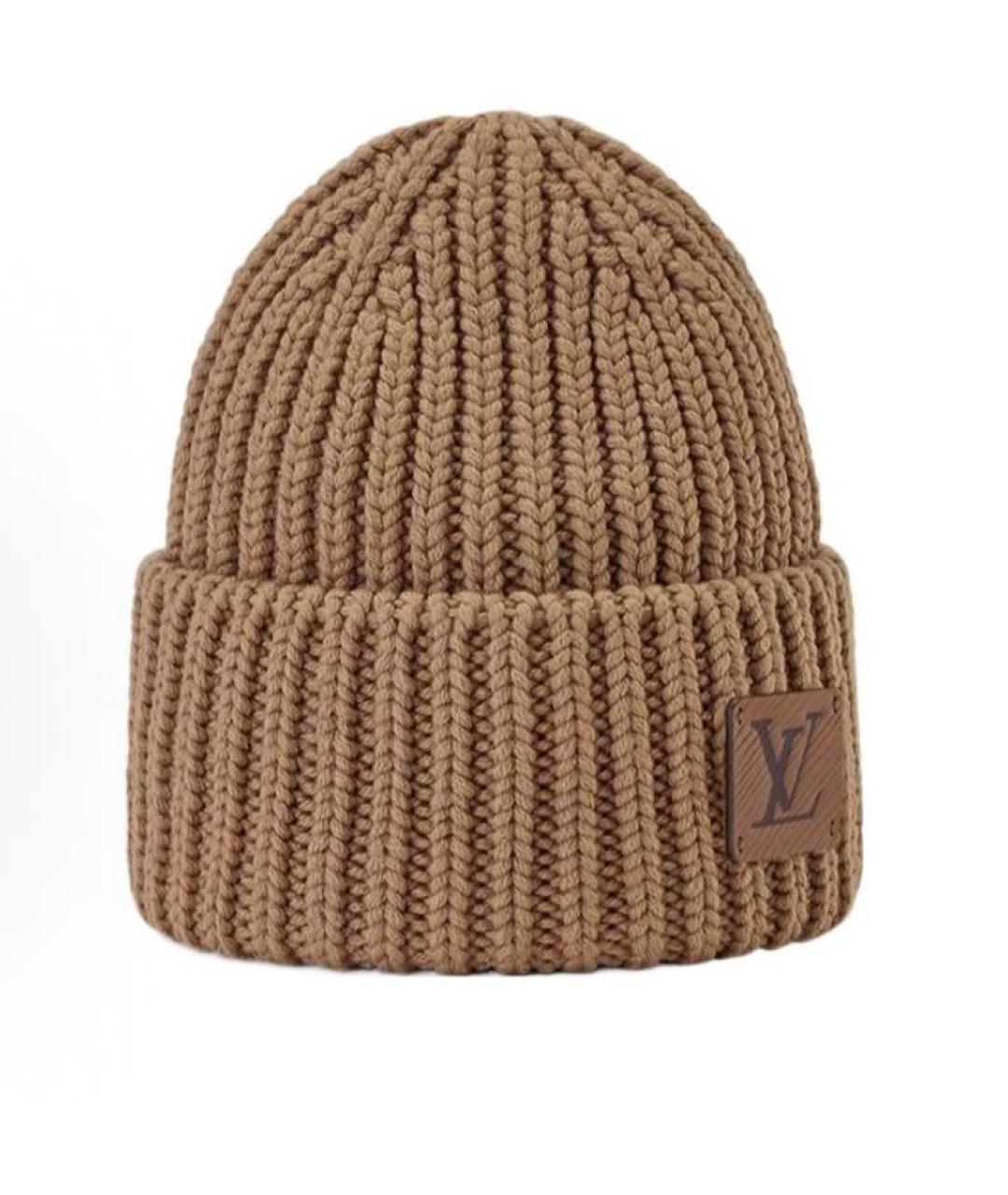 LOUIS VUITTON Коричневая шерстяная шапка, фото 2