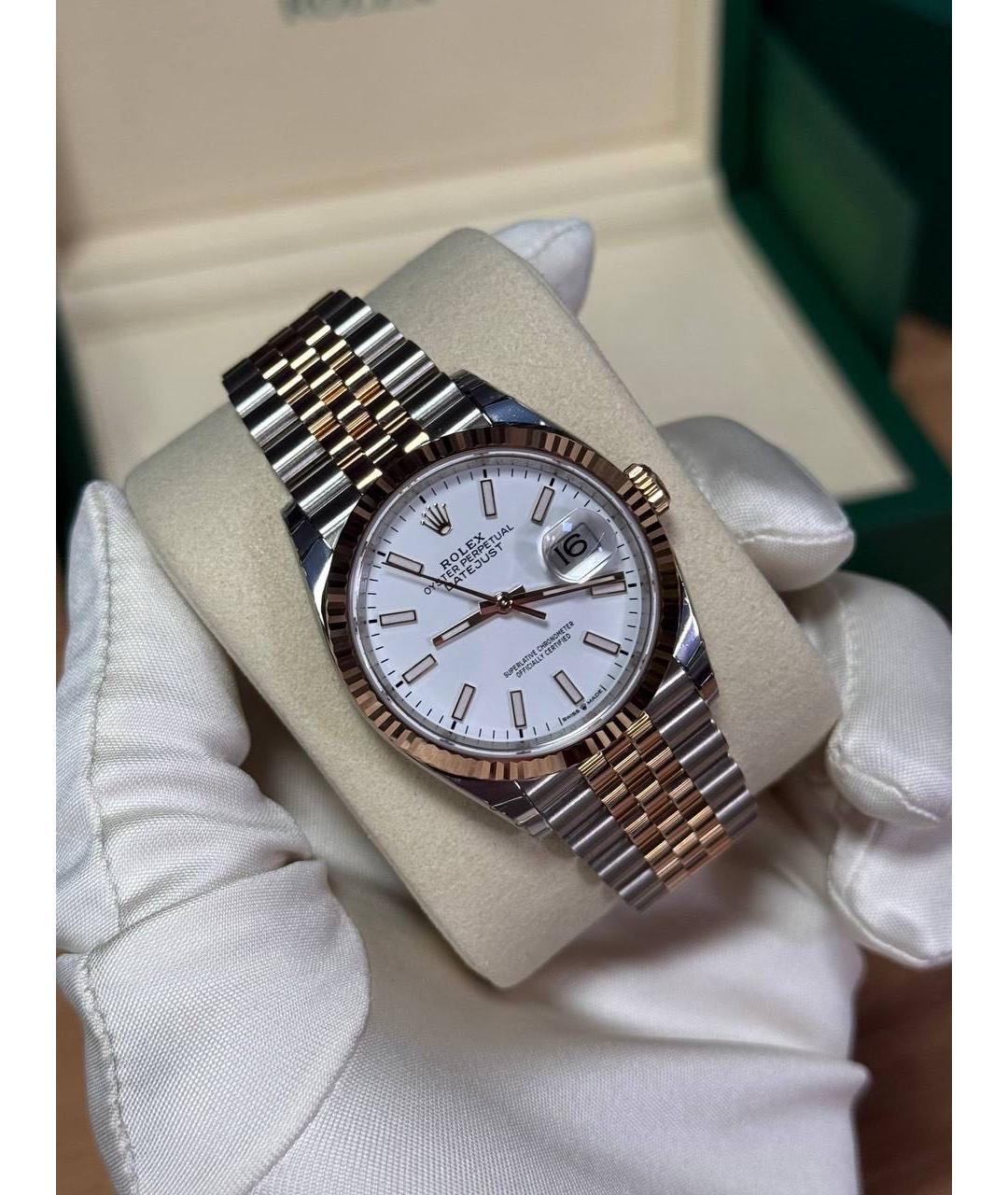 ROLEX Белые часы из розового золота, фото 3
