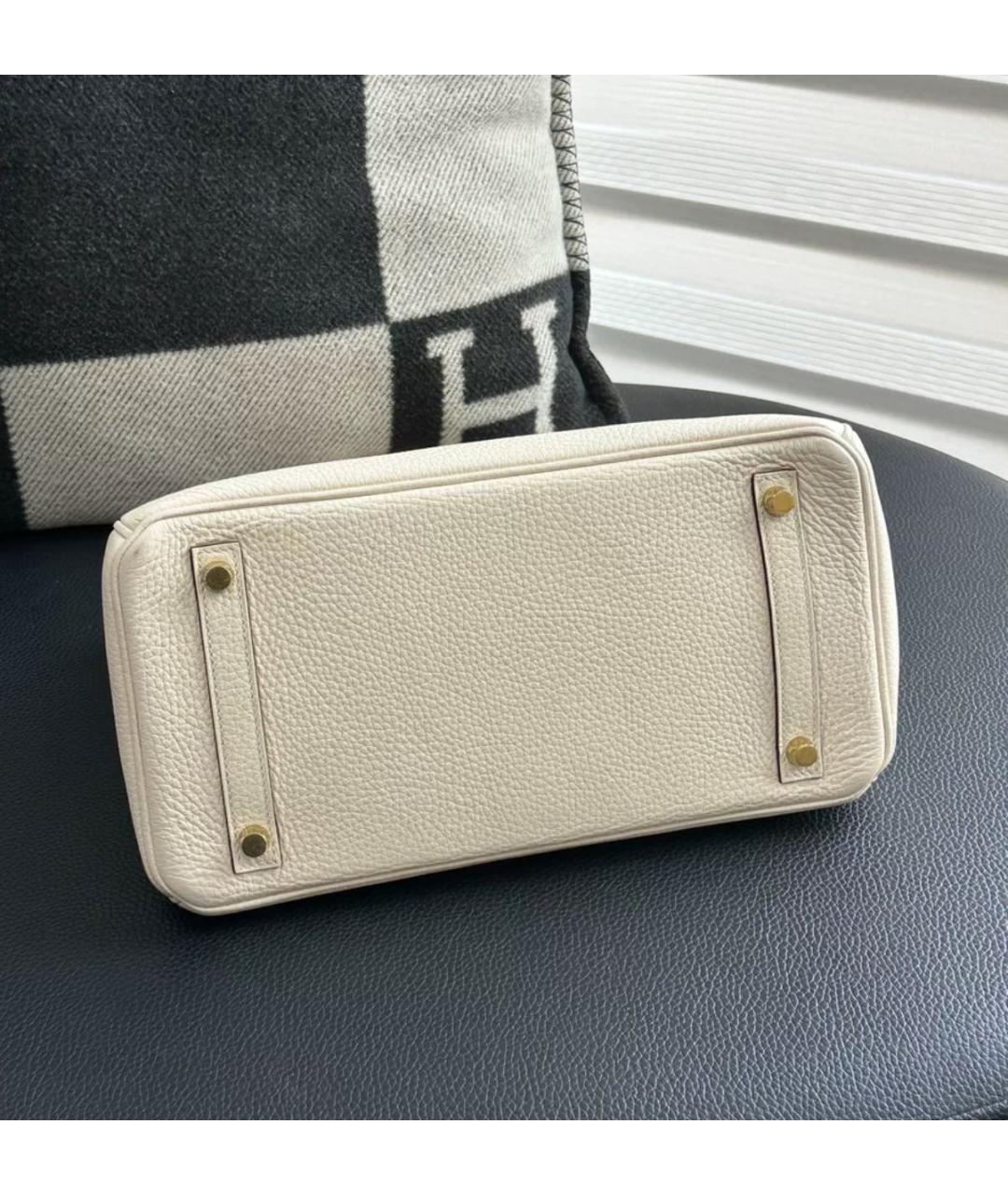 HERMES Бежевая кожаная сумка с короткими ручками, фото 3