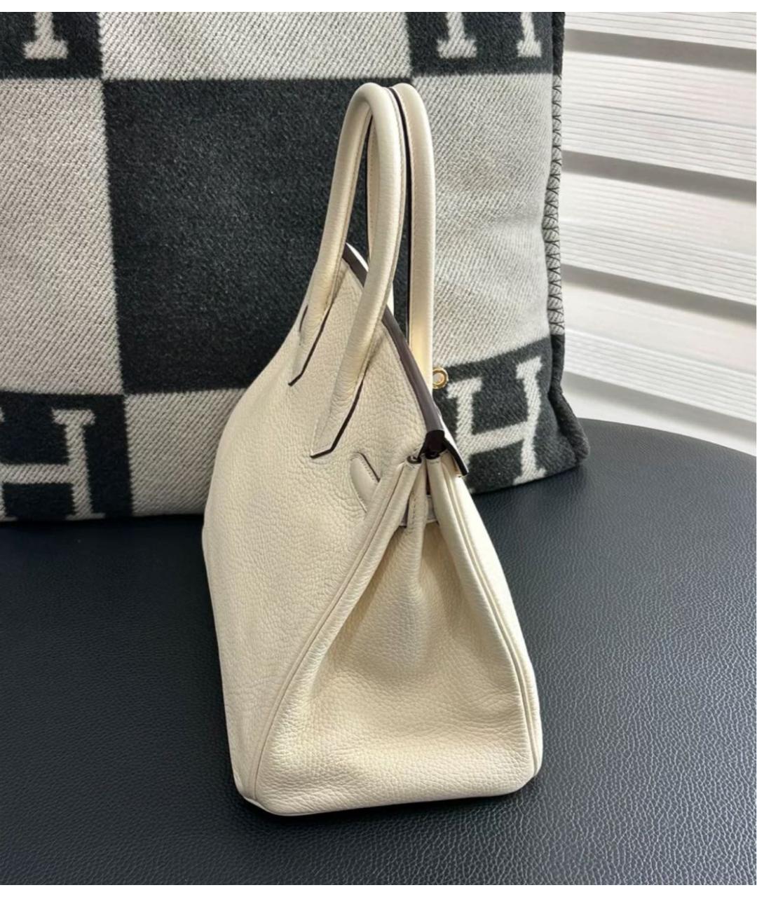 HERMES Бежевая кожаная сумка с короткими ручками, фото 5