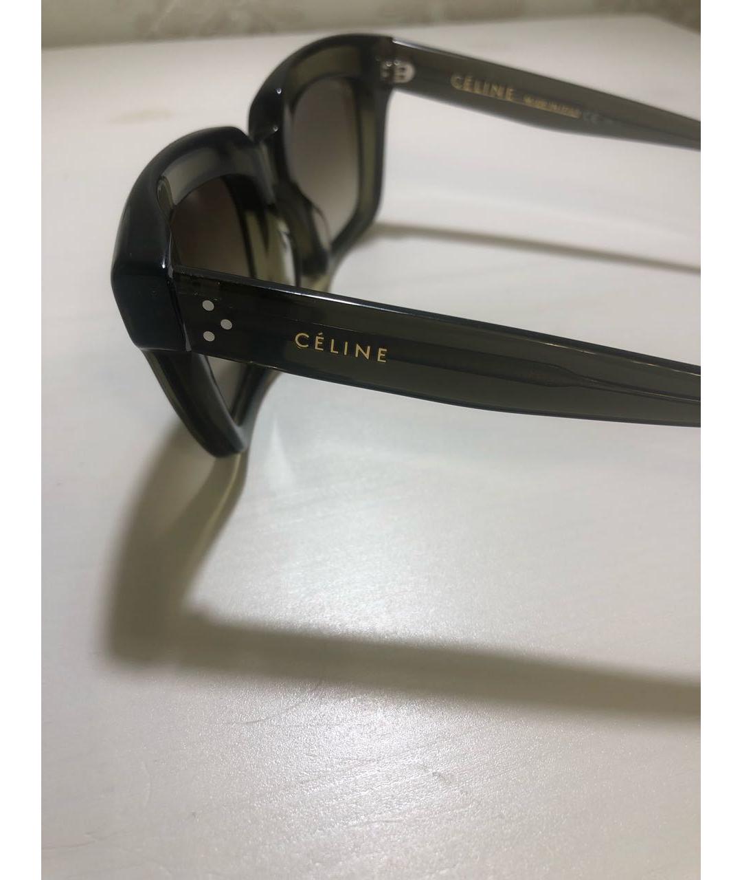 CELINE Хаки пластиковые солнцезащитные очки, фото 3