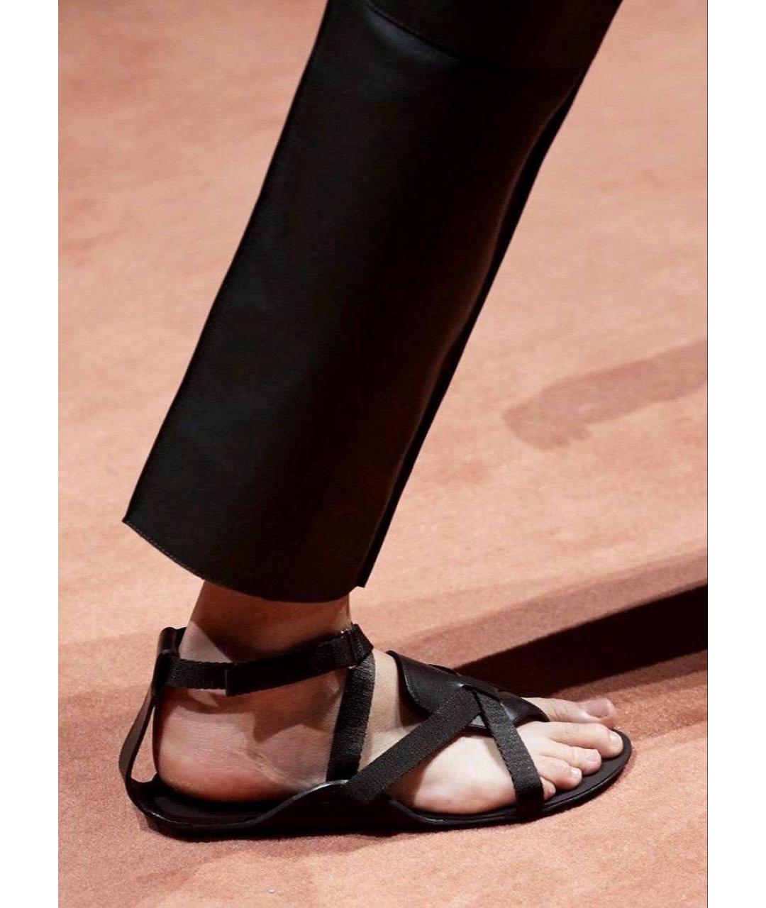 HERMES Черные кожаные сандалии, фото 5