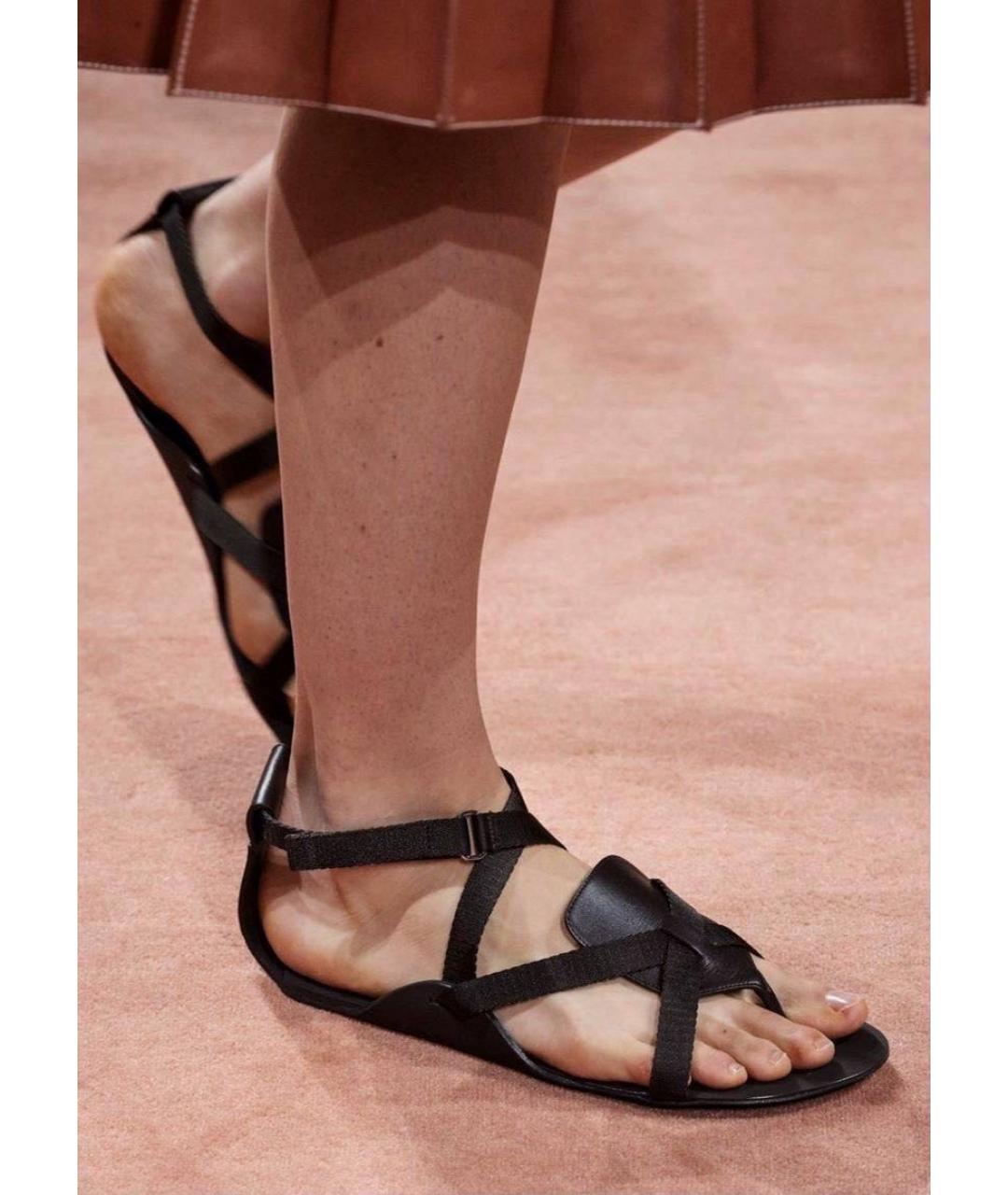 HERMES Черные кожаные сандалии, фото 4