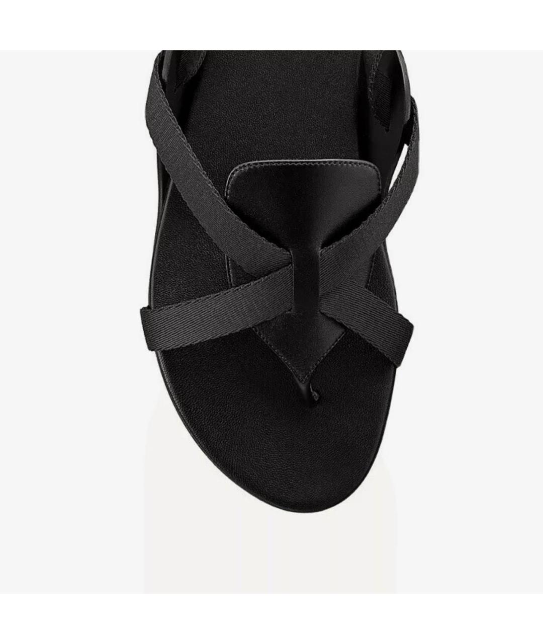 HERMES Черные кожаные сандалии, фото 6