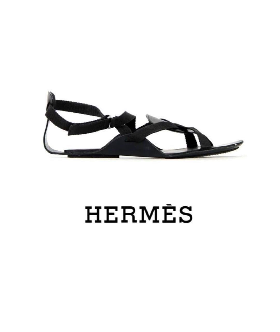 HERMES Черные кожаные сандалии, фото 9