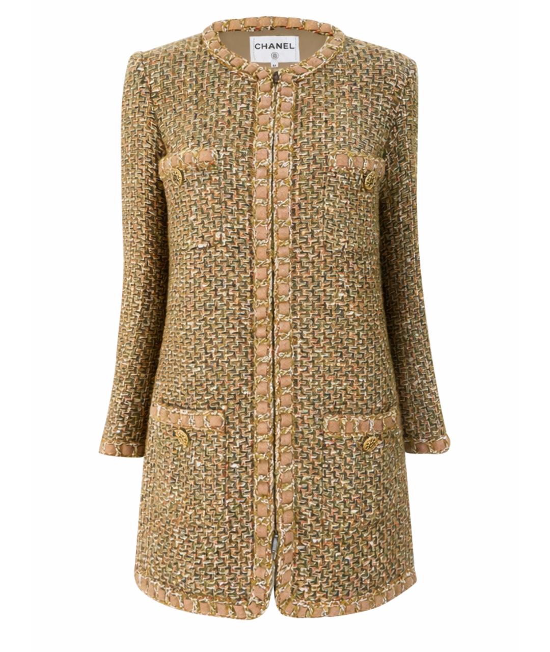 CHANEL Бежевый твидовый жакет/пиджак, фото 1