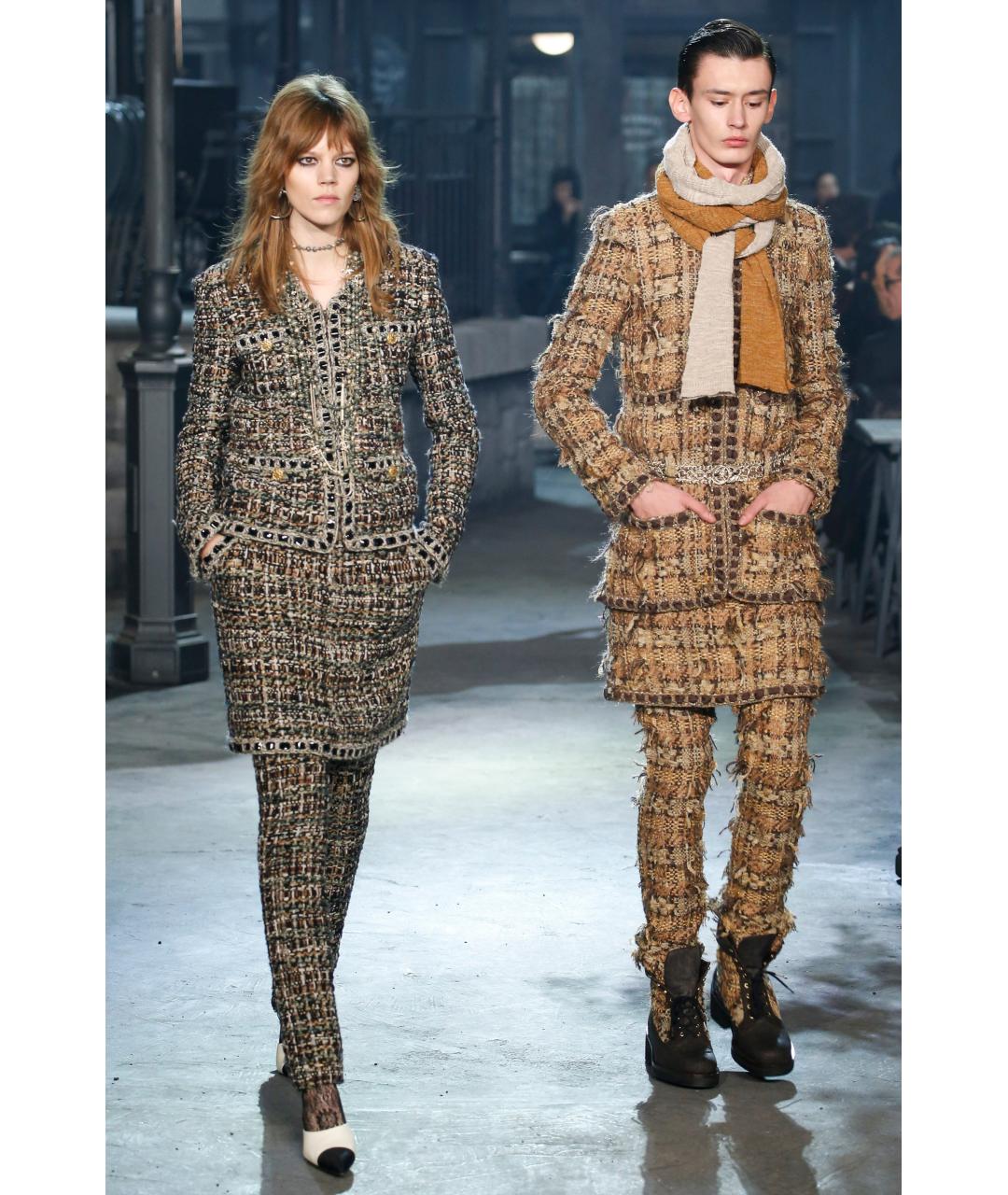 CHANEL Бежевый твидовый жакет/пиджак, фото 2