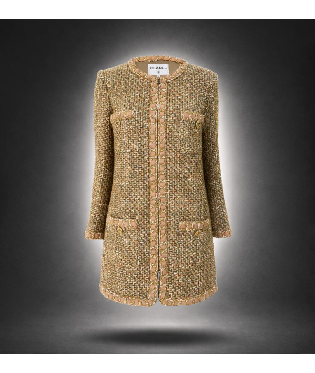 CHANEL Бежевый твидовый жакет/пиджак, фото 3