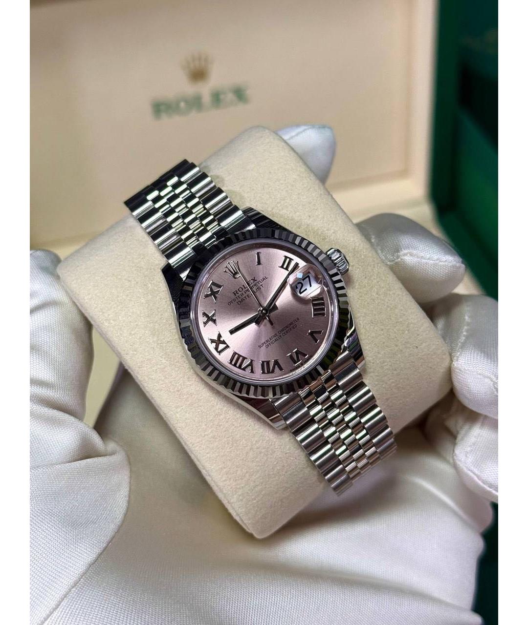 ROLEX Розовые часы из белого золота, фото 4