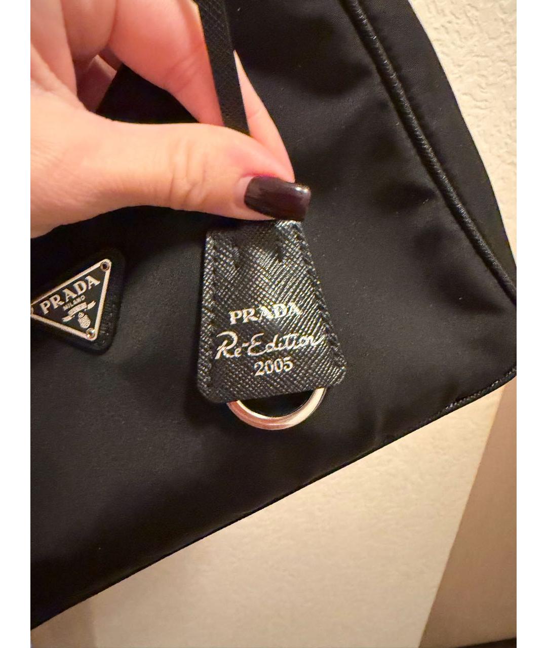 PRADA Черная тканевая сумка с короткими ручками, фото 4