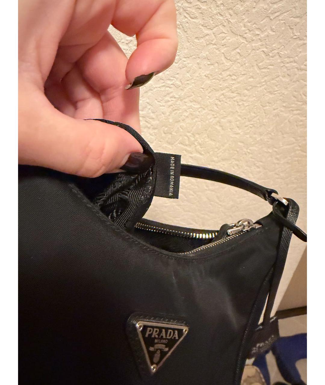 PRADA Черная тканевая сумка с короткими ручками, фото 6