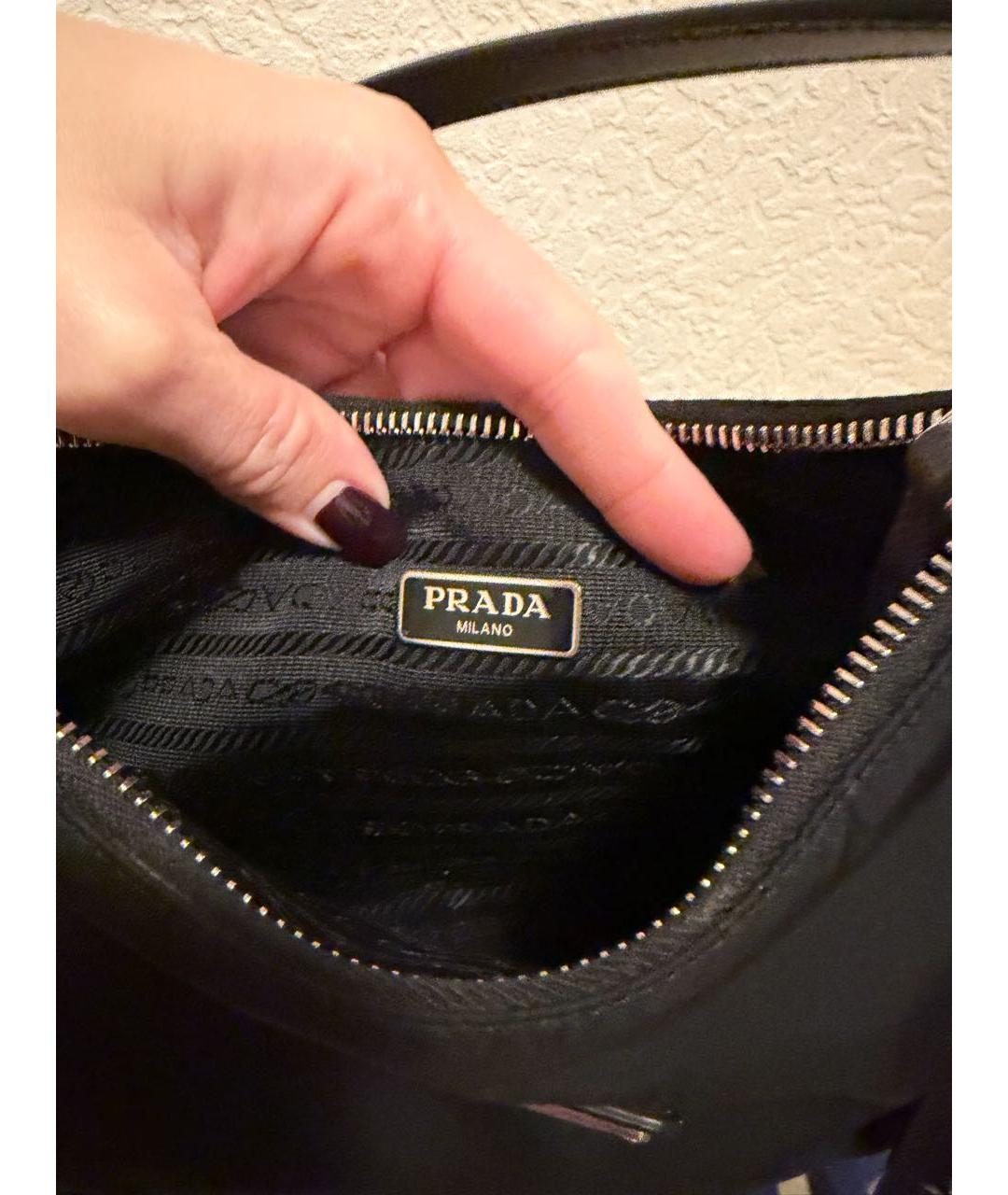 PRADA Черная тканевая сумка с короткими ручками, фото 5