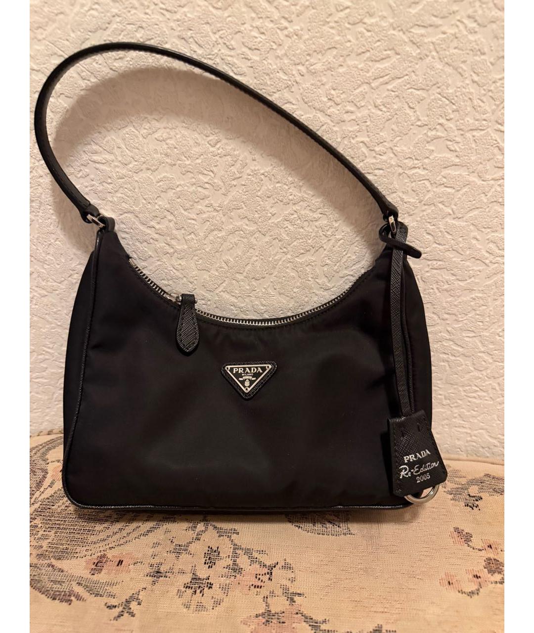 PRADA Черная тканевая сумка с короткими ручками, фото 8