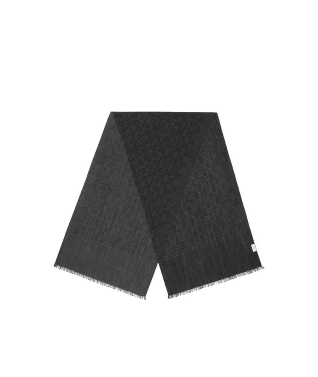 GUCCI Антрацитовый шерстяной шарф, фото 1