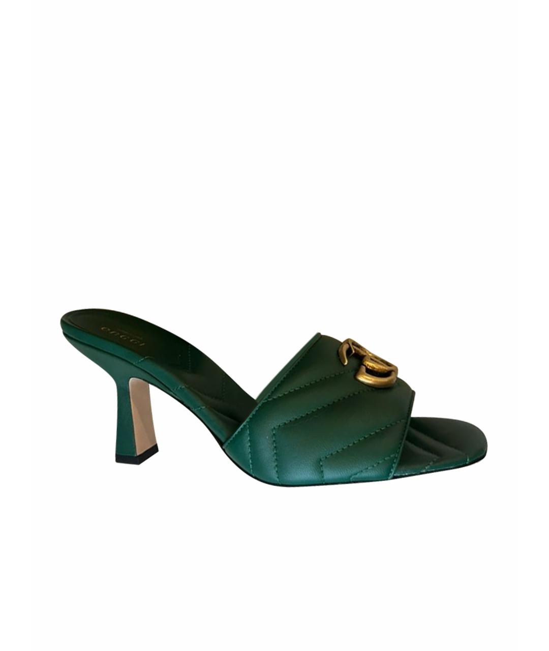 GUCCI Зеленые кожаные мюли, фото 6
