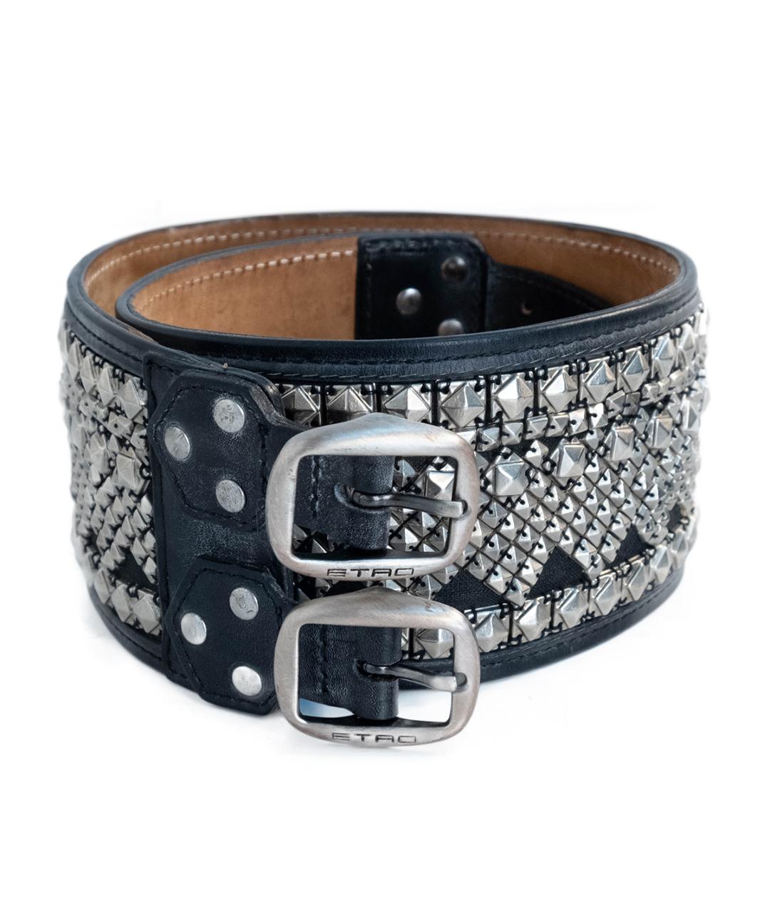 ETRO Черный кожаный ремень, фото 6