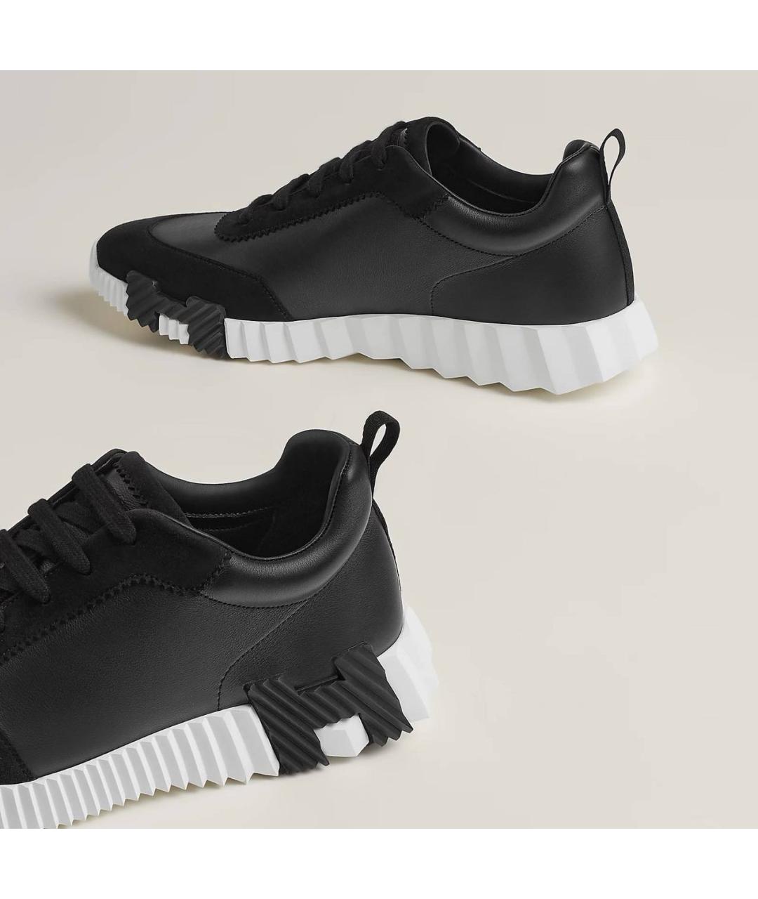 HERMES Черные кожаные низкие кроссовки / кеды, фото 5