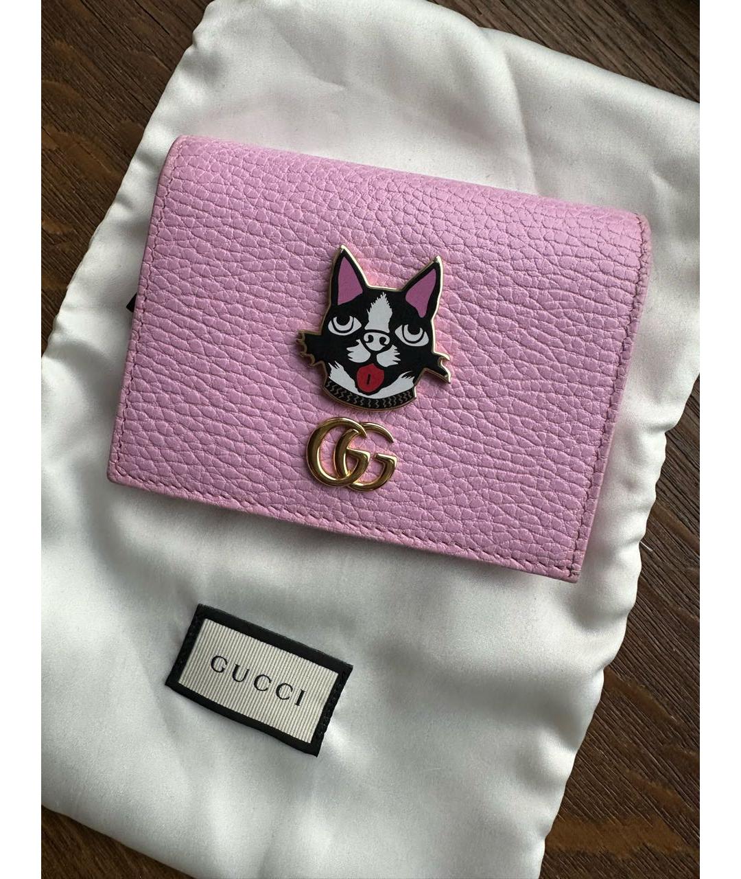 GUCCI Розовый кожаный кошелек, фото 7