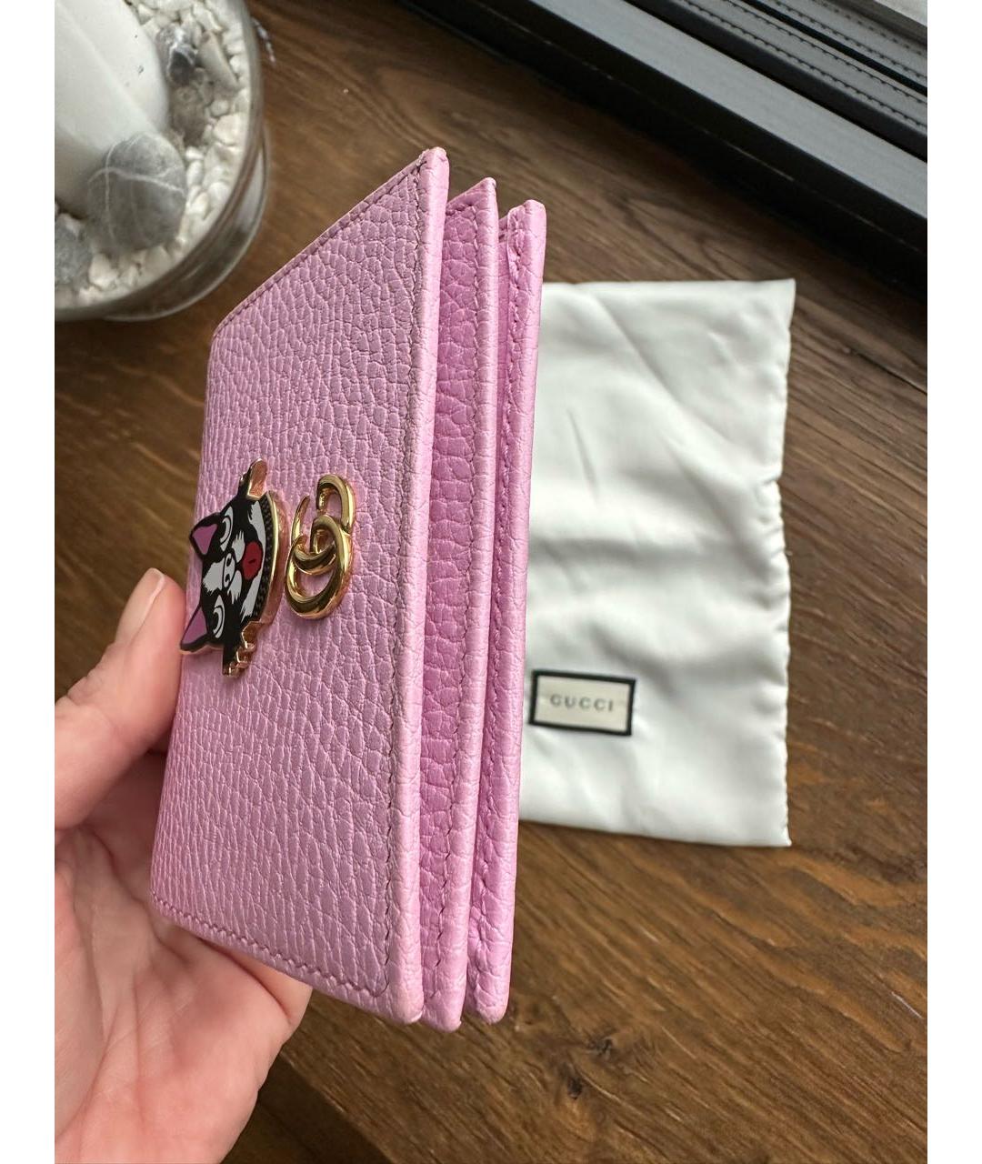 GUCCI Розовый кожаный кошелек, фото 6