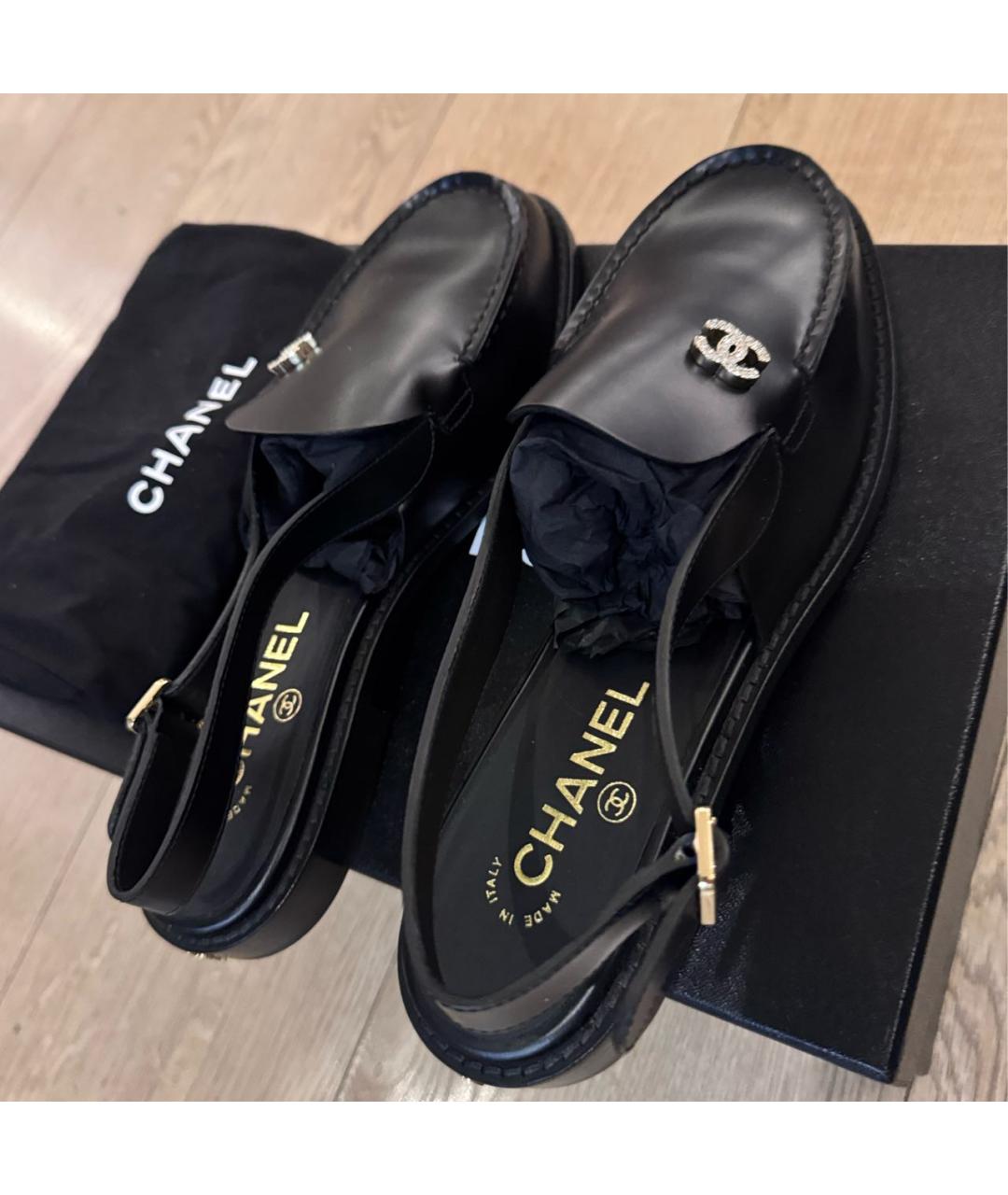 CHANEL Черные кожаные лоферы, фото 3