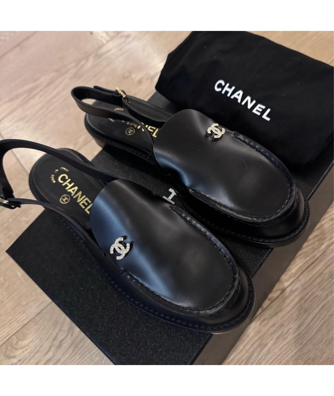 CHANEL Черные кожаные лоферы, фото 2