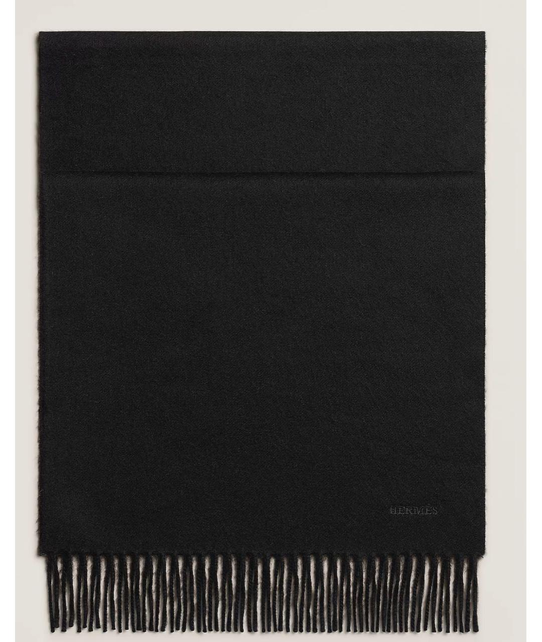 HERMES Черный кашемировый шарф, фото 3