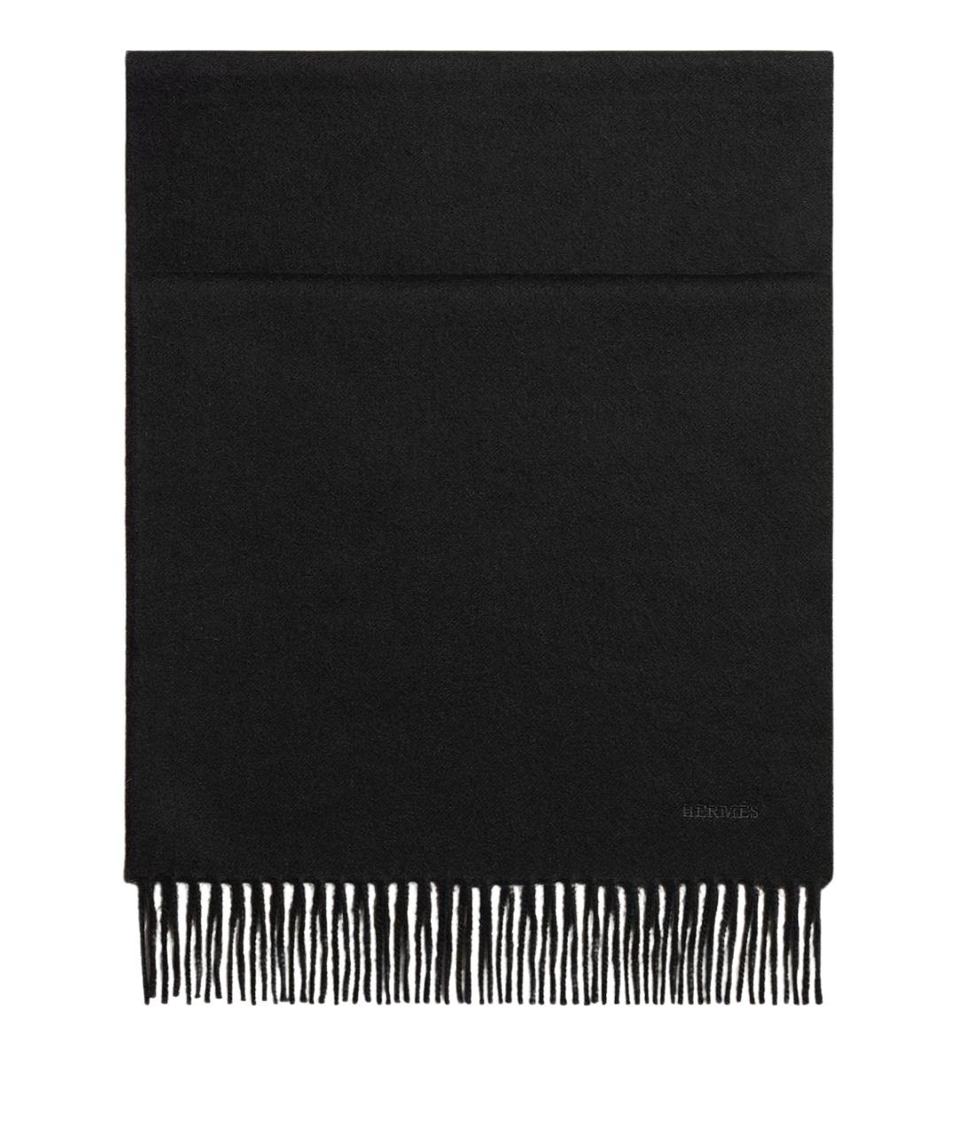 HERMES Черный кашемировый шарф, фото 1