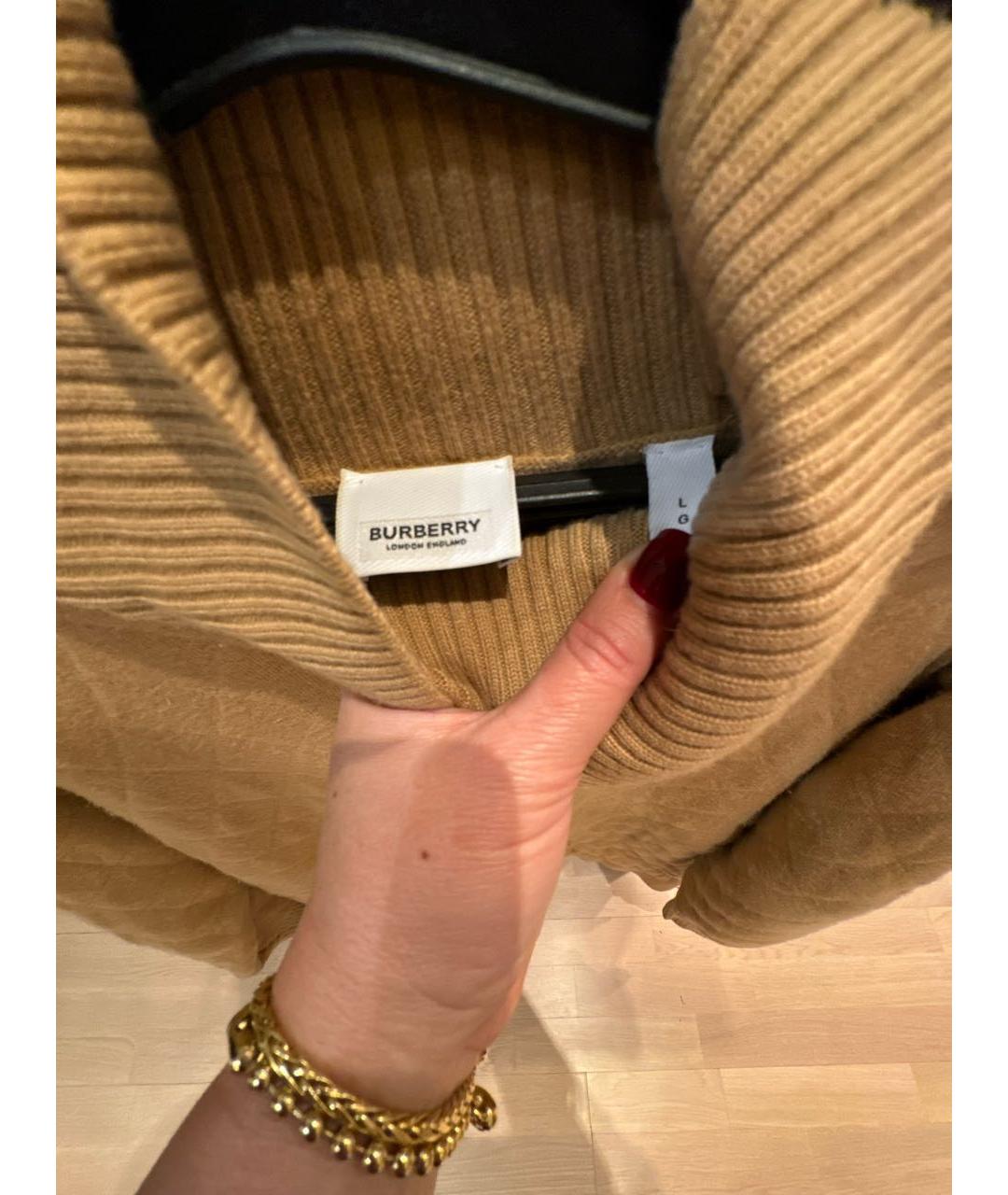 BURBERRY Бежевый шерстяной джемпер / свитер, фото 2