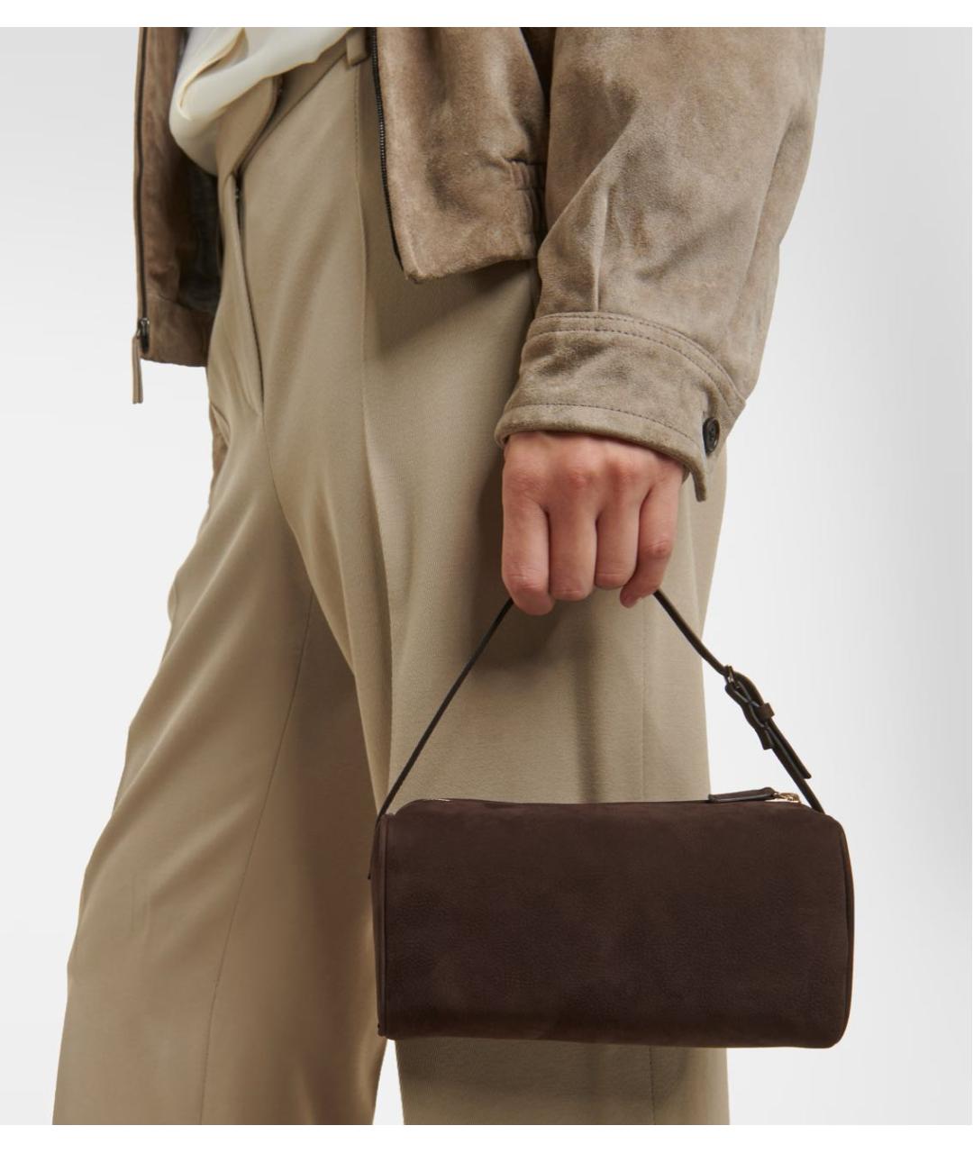 THE ROW Коричневая замшевая сумка с короткими ручками, фото 4