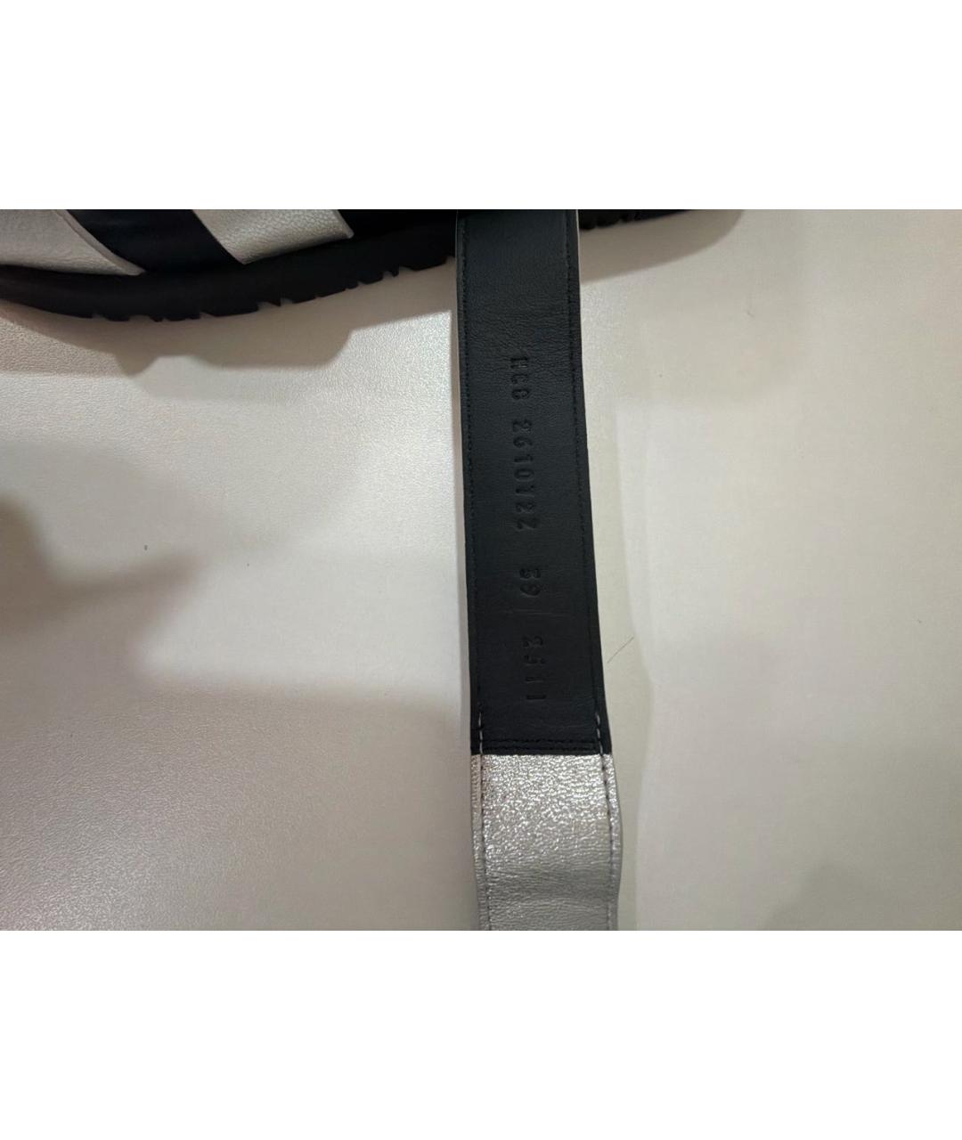 HERMES Серебряные кожаные шлепанцы, фото 4