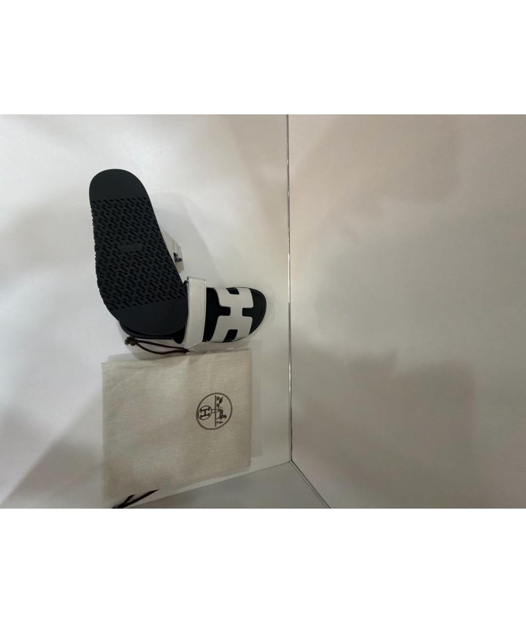 HERMES Серебряные кожаные шлепанцы, фото 5