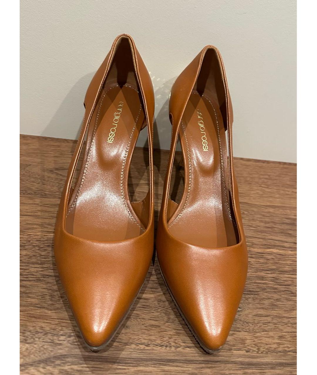 SERGIO ROSSI Коричневые кожаные туфли, фото 2