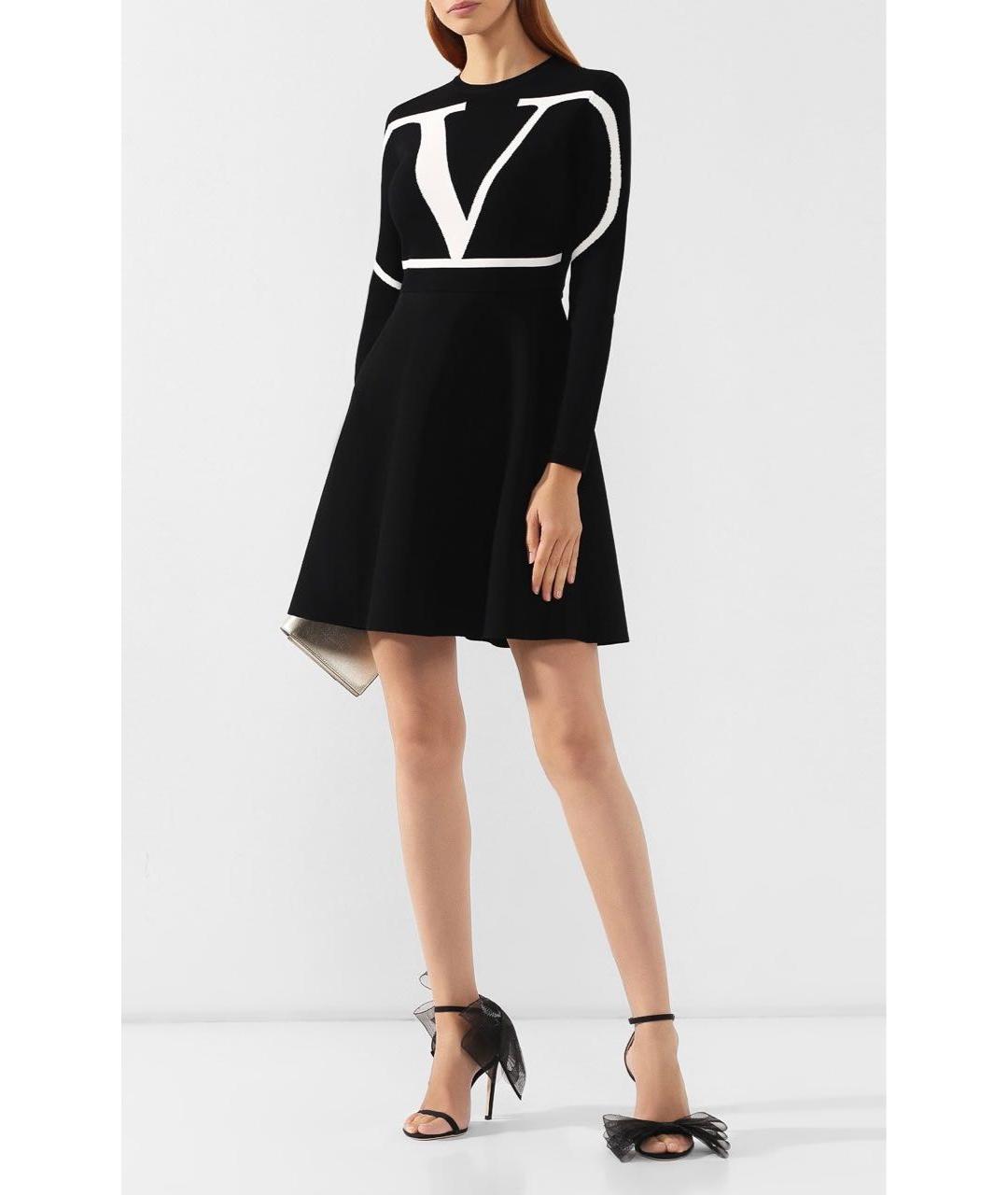 VALENTINO Черное вискозное повседневное платье, фото 3