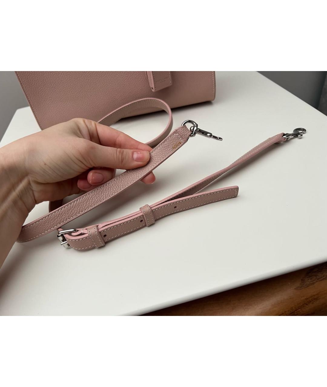 SAINT LAURENT Коралловая кожаная сумка с короткими ручками, фото 7