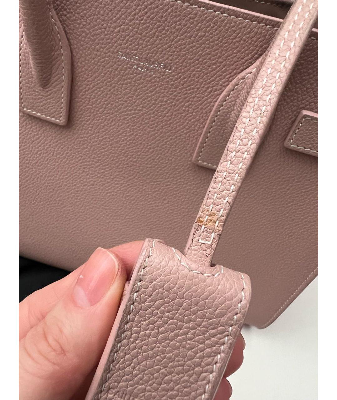 SAINT LAURENT Коралловая кожаная сумка с короткими ручками, фото 8